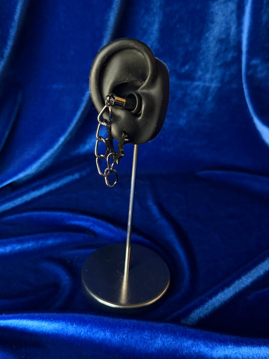 Ear Plug Earrings - Spiked Gunmetal Heart Hoops