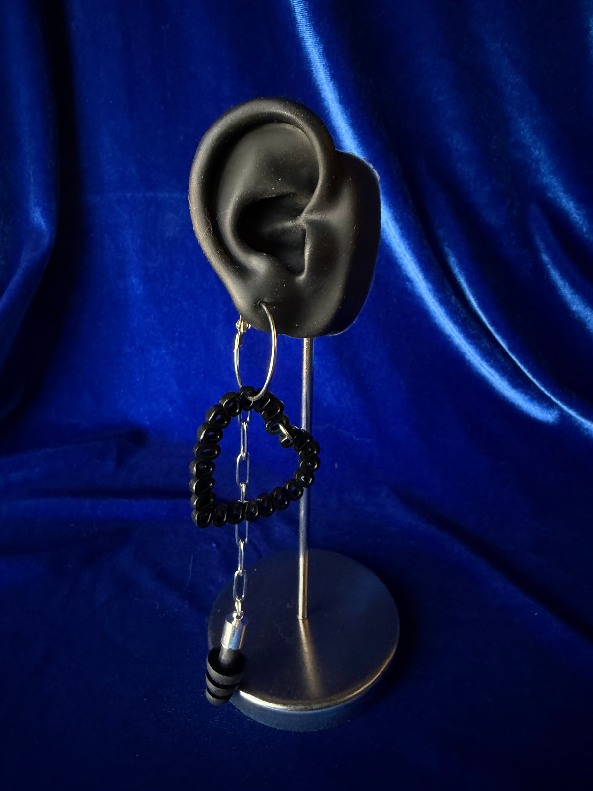 Ear Plug Earrings - Black Heart Hoops