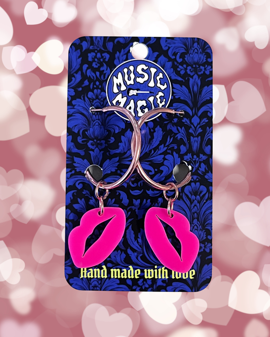 Lip Hoop Earrings - Rose Pink