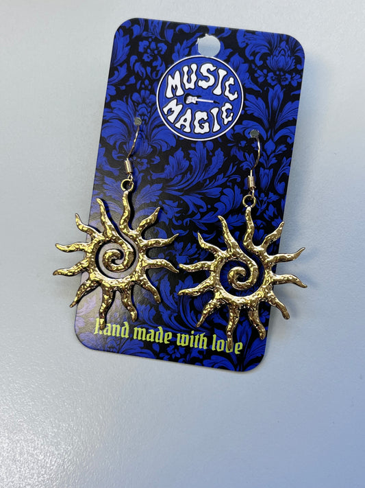 Hammered Sun Spiral Earrings