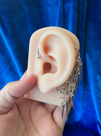 Ear Cuff Single - Silver Spikes