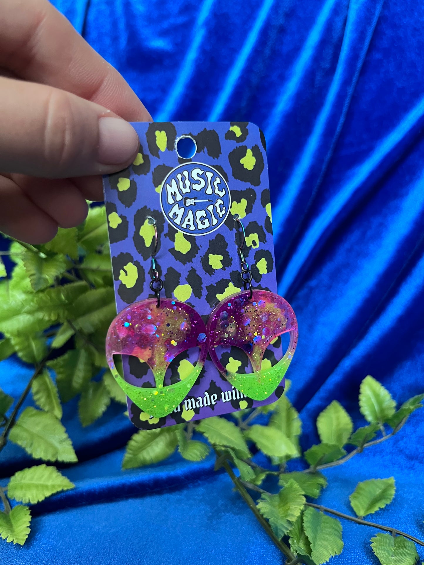 Alien Glitter Resin Earrings - Tie Dye