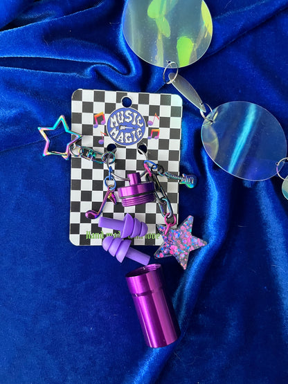 Cannister Keychain - Purple Stars