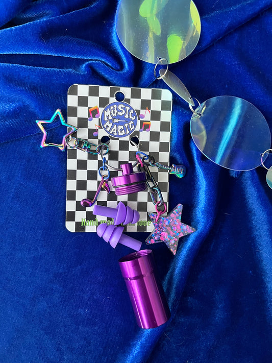 Cannister Keychain - Purple Stars