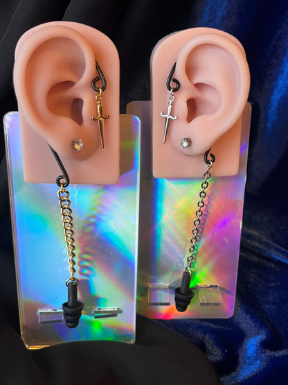 Ear Plug Ear Cuff Set - Daggers