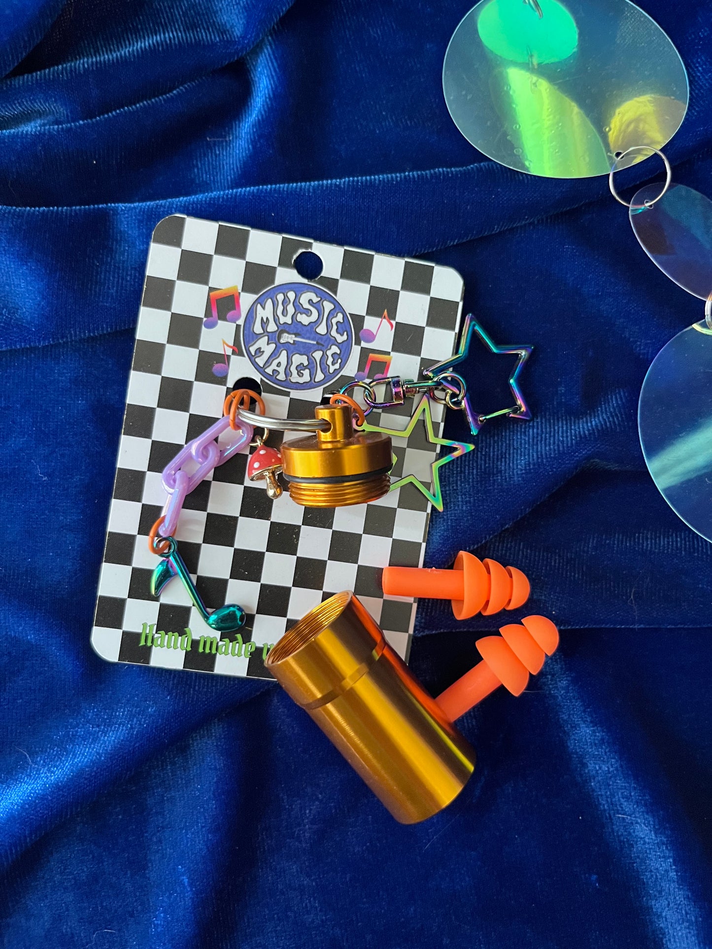 Cannister Keychain - Orange Stars