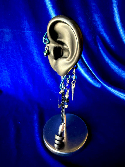 Safety Pin and Spike Set - Blue and Silver