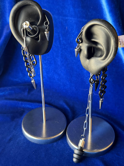 3 Spike Cuff Set - Silver and Black