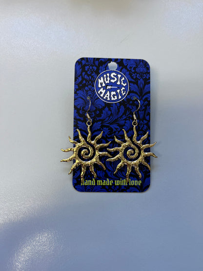 Hammered Sun Spiral Earrings