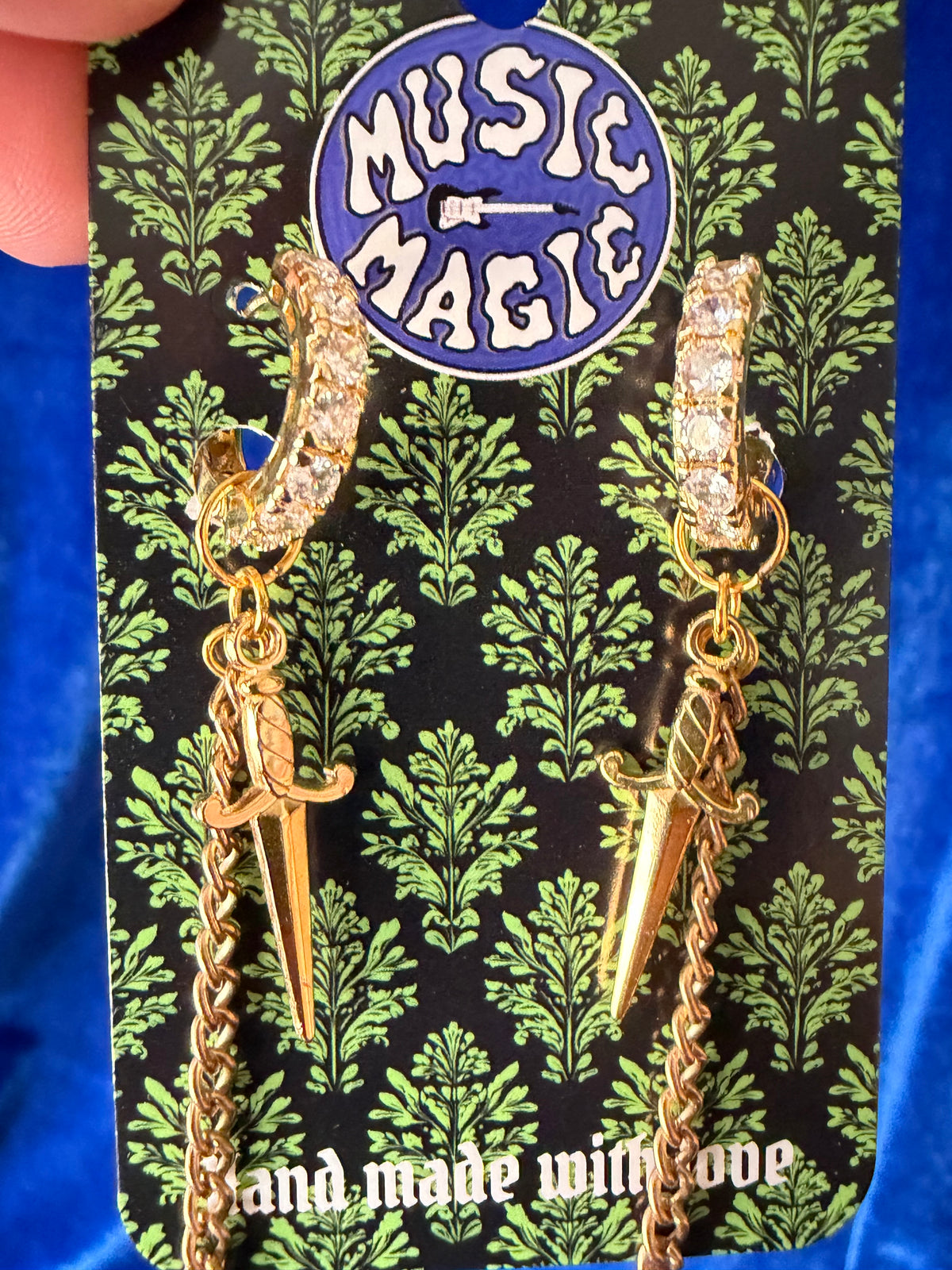 Ear Plug Earrings - Gold Jewel Hoops and Daggers