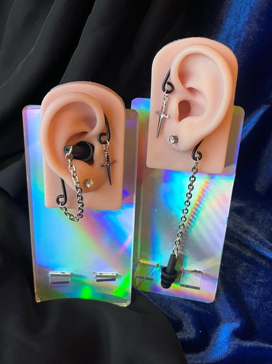 Ear Plug Ear Cuff Set - Daggers