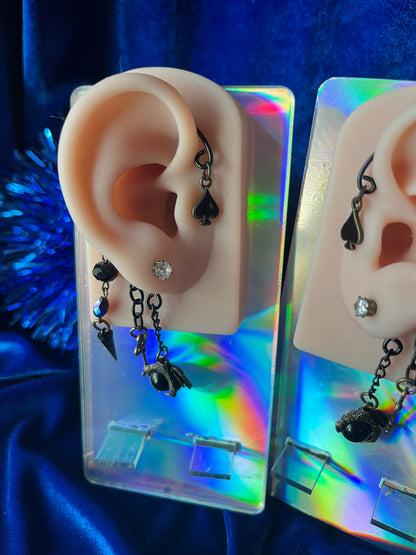 Black Ear Cuff Set - Spade Dragon