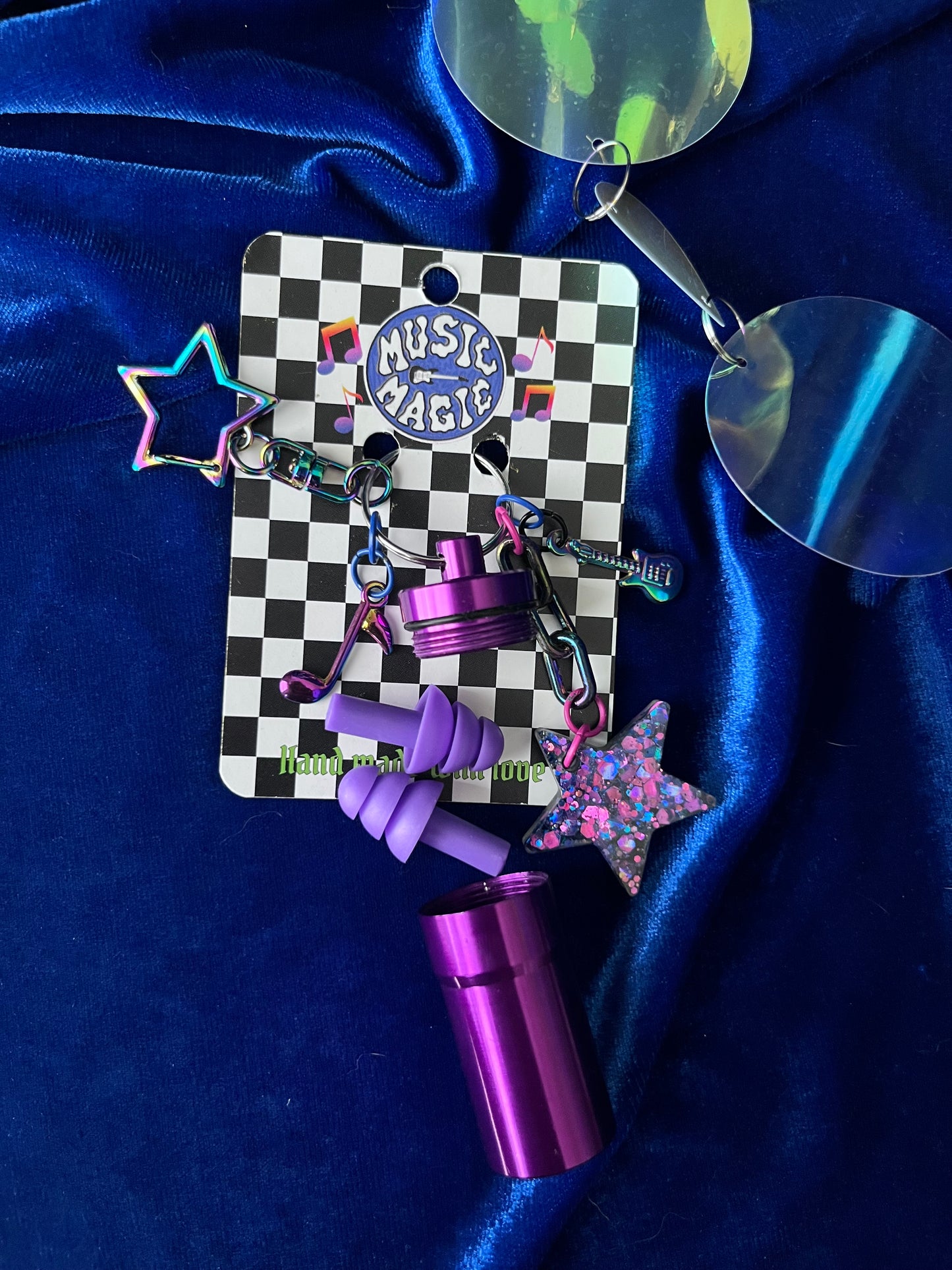 Cannister Keychain - Purple Stars