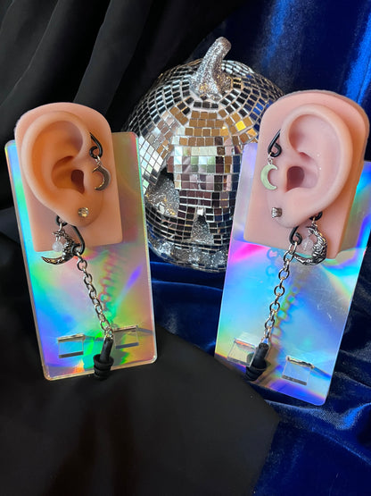 Ear Plug Ear Cuff Set - Ancient Moon