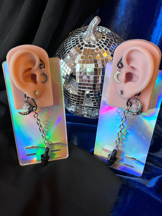 Ear Plug Ear Cuff Set - Ancient Moon