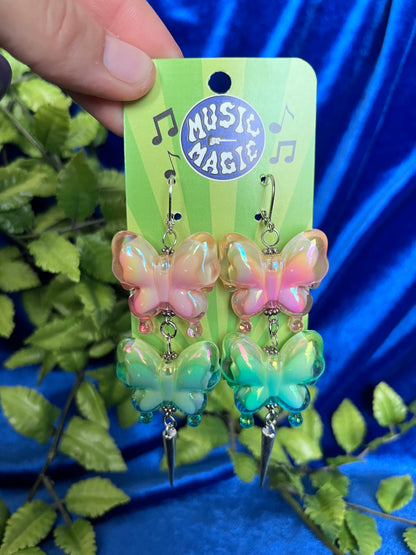 Gradient Butterfly Earrings - Double Spikes