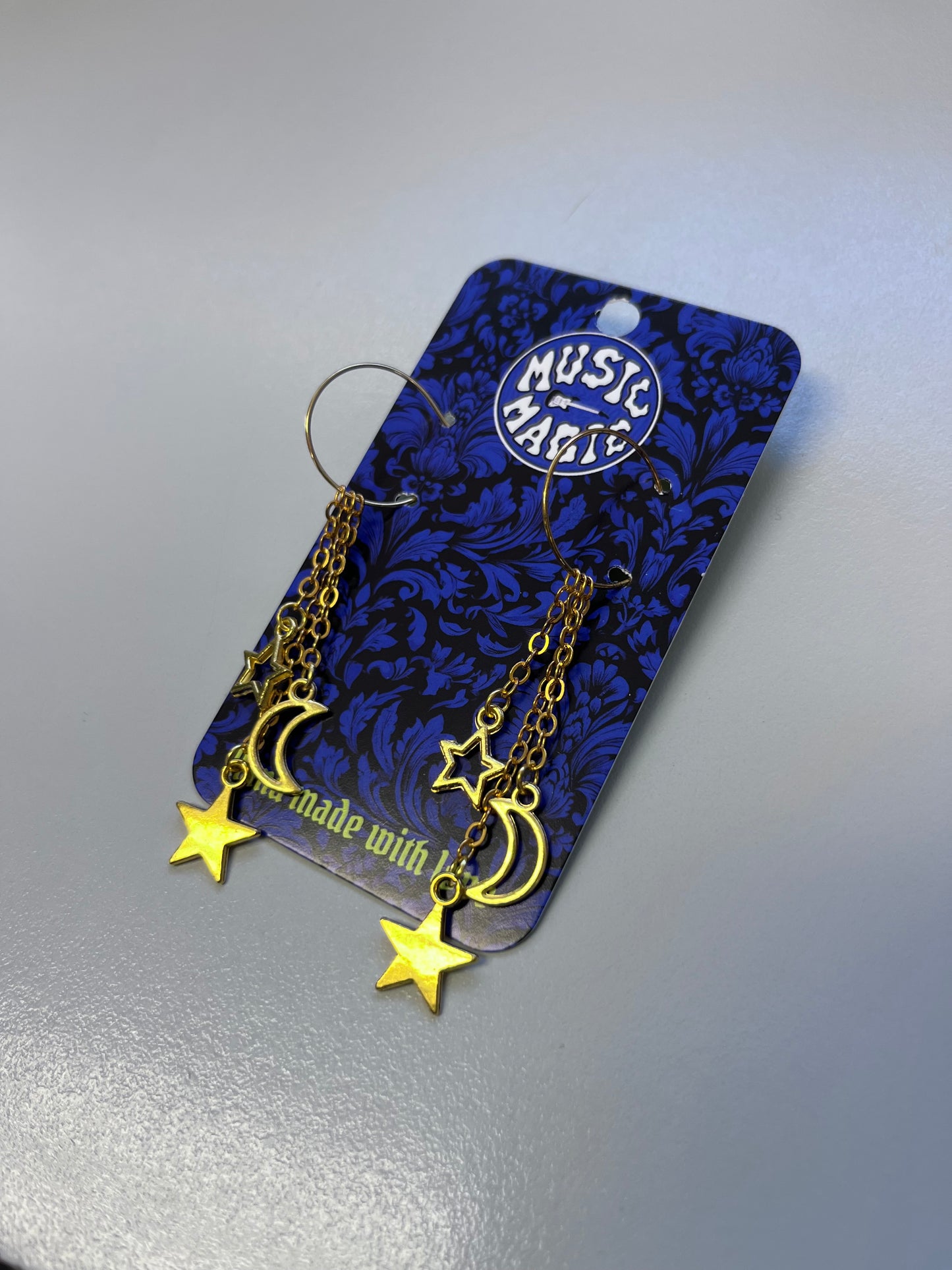 Star and Moon Hoops - Gold