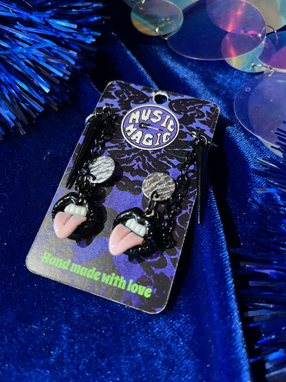 Earrings with Tiny Cuff - Punk Mouth and Spike