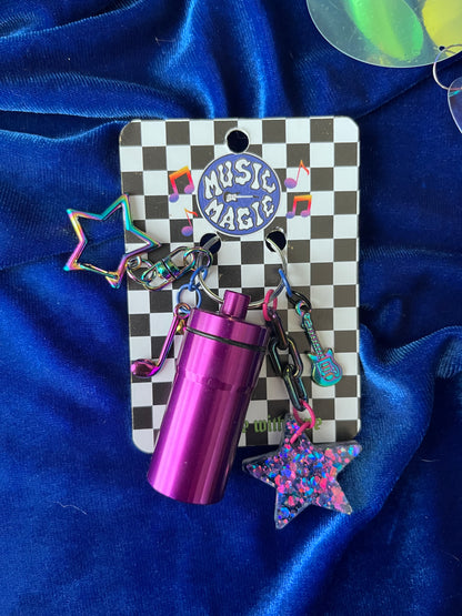 Cannister Keychain - Purple Stars