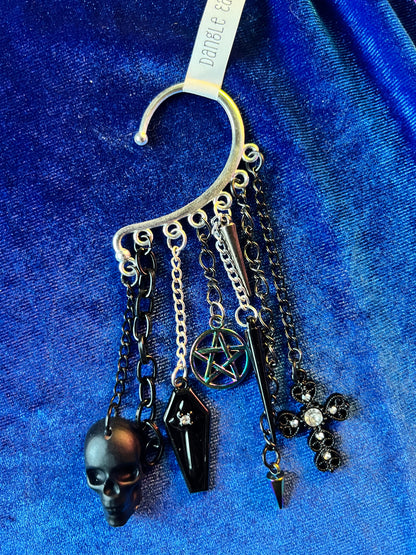 Ear Cuff Single - Gothic Skull, Coffin, Crosses