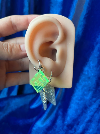 Earrings with Tiny Cuff - Lightning Cassette