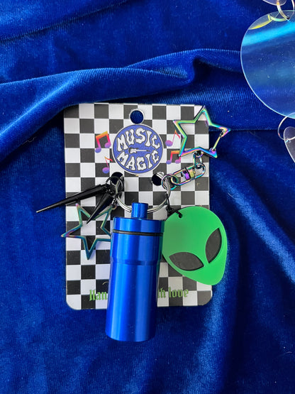 Cannister Keychain - Blue with Alien
