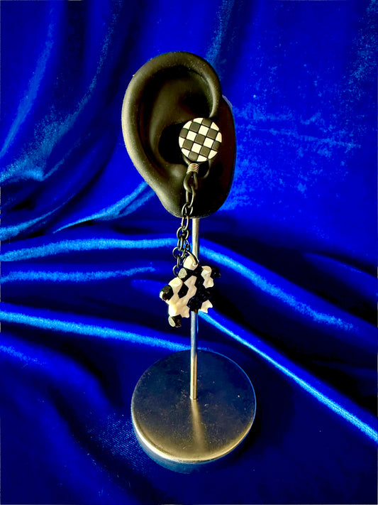 Ear Plug Earrings - Splotch Star and Checker Ear Plugs
