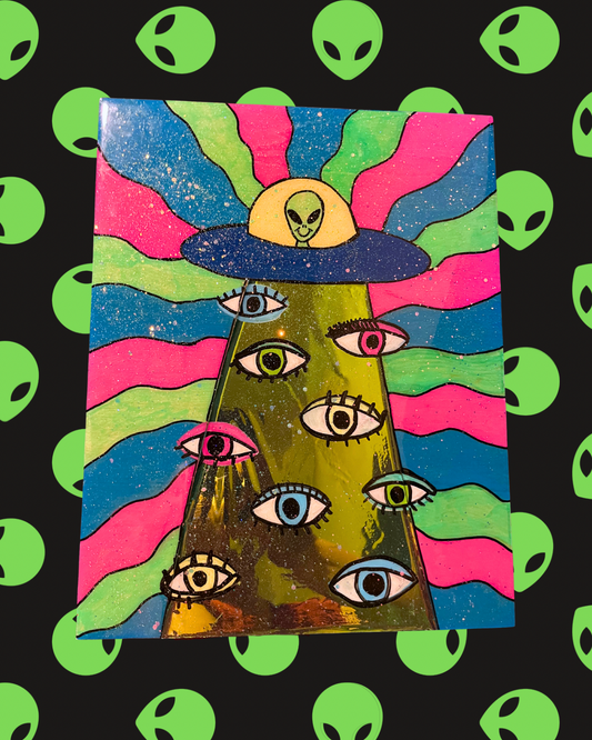 “Eyes Escape" Painted Wood Panel Art