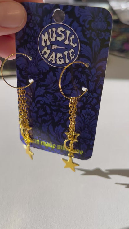 Star and Moon Hoops - Gold
