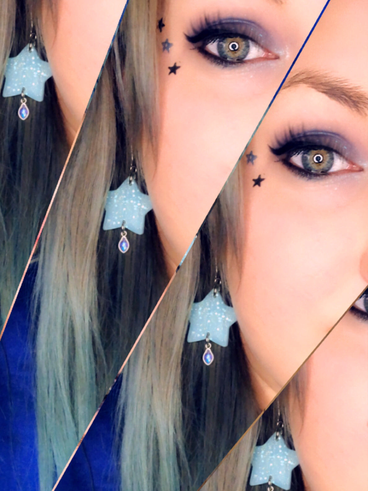 Blue Fantasy Swarovski Star Earrings