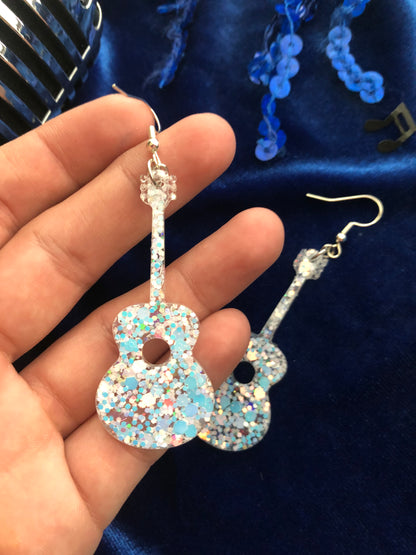 Iridescent And Holographic Guitar Earrings