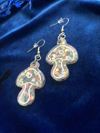 Mushroom Glitter Earrings Small