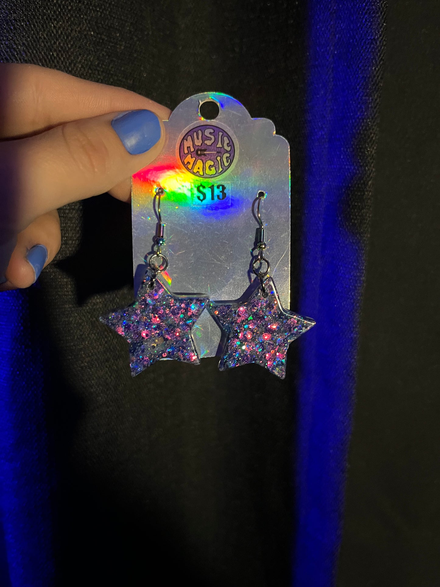 Colorshift Glitter Star Earrings