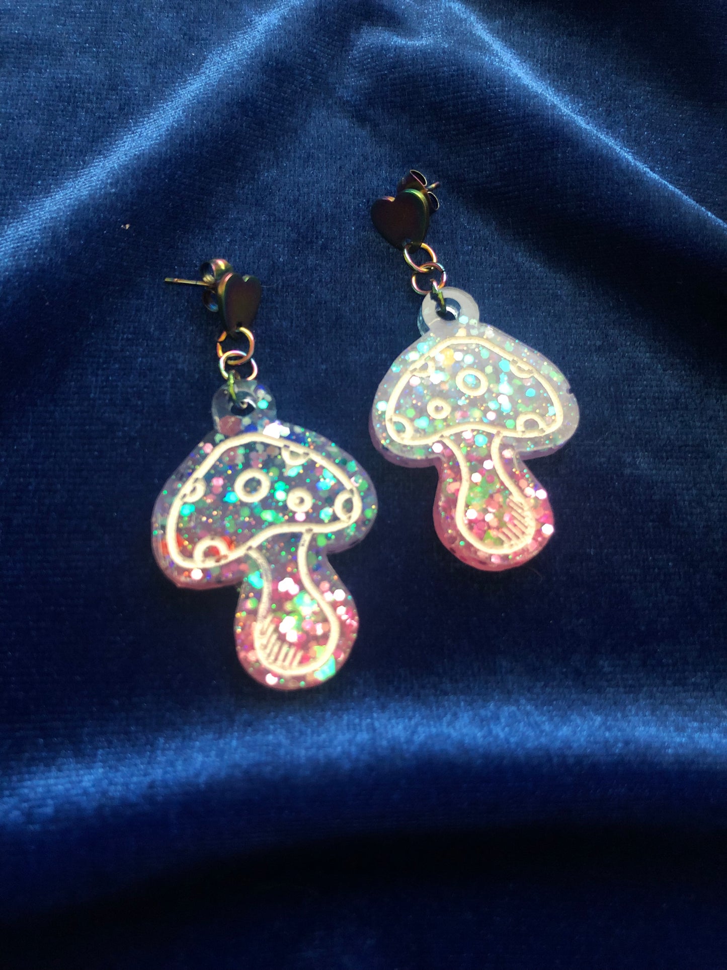 Mushroom Glitter Earrings Small