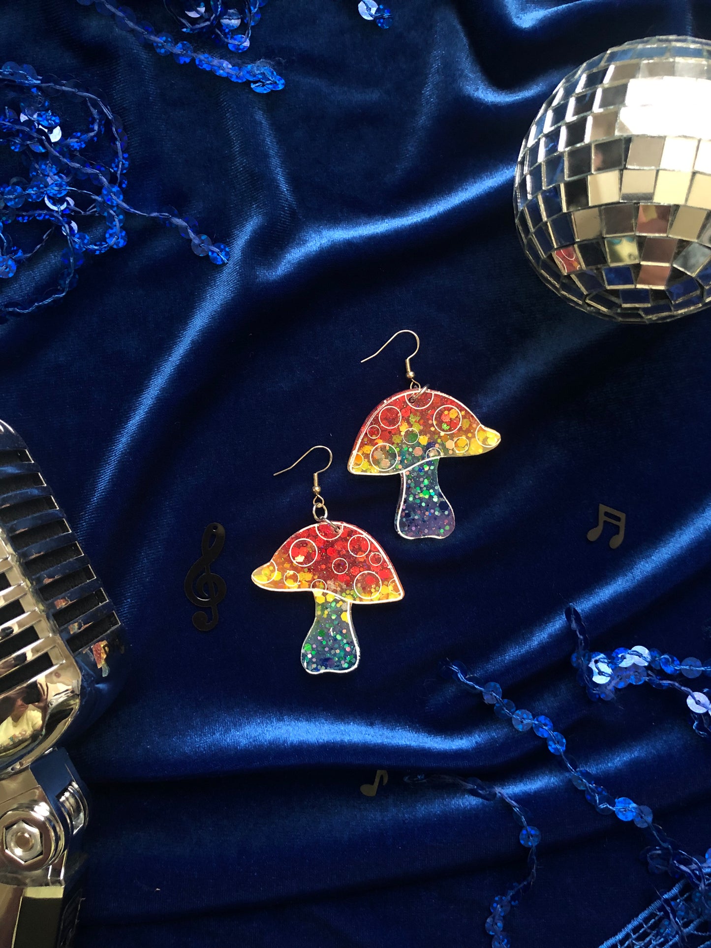 Mushroom Glitter Earrings Large
