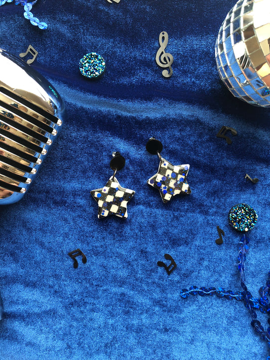 Checker Punk Resin Earrings