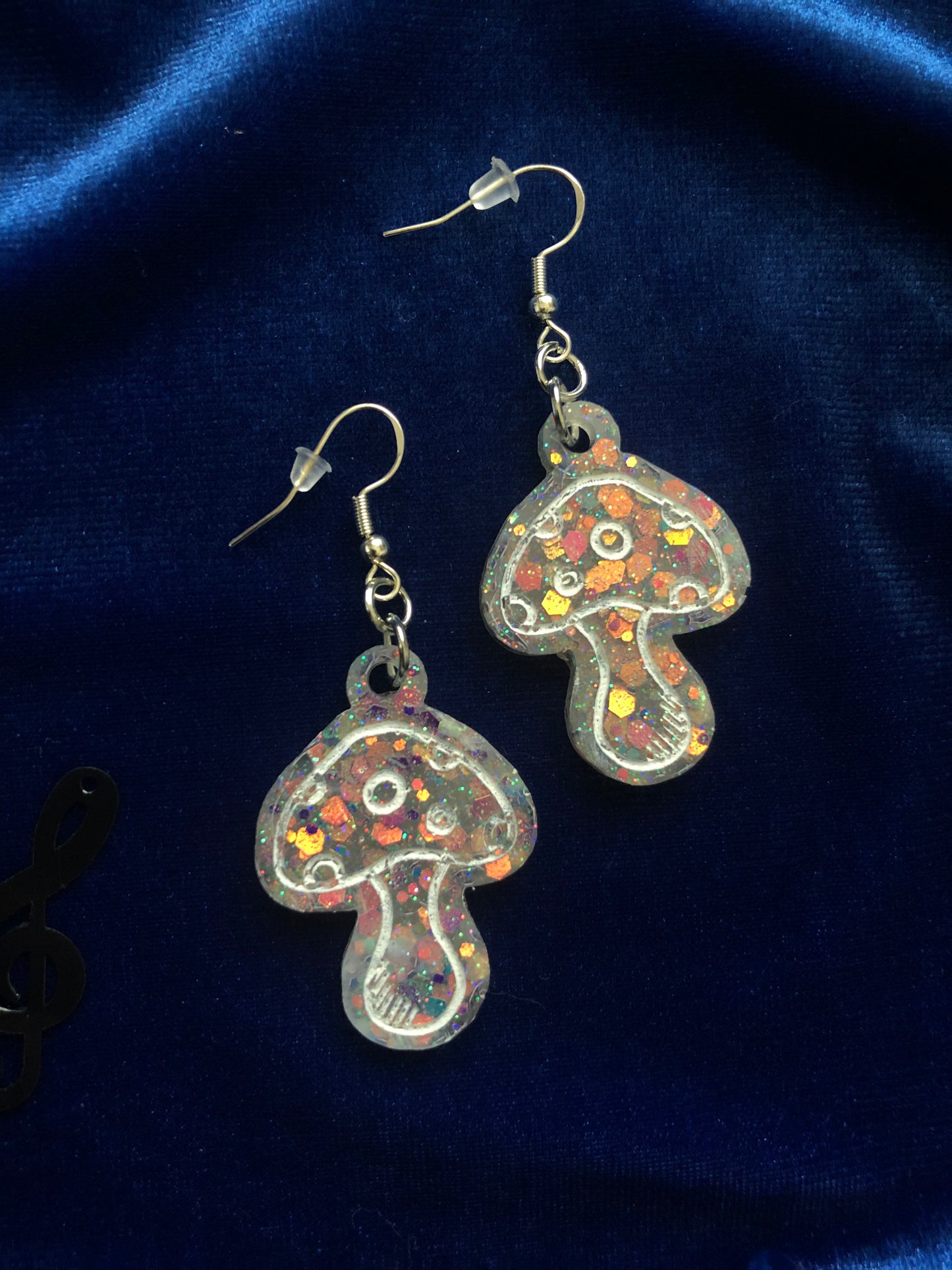 Mushroom Glitter Earrings Small