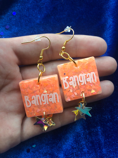 Bangtan Glow Glitter Square Dangle Earrings
