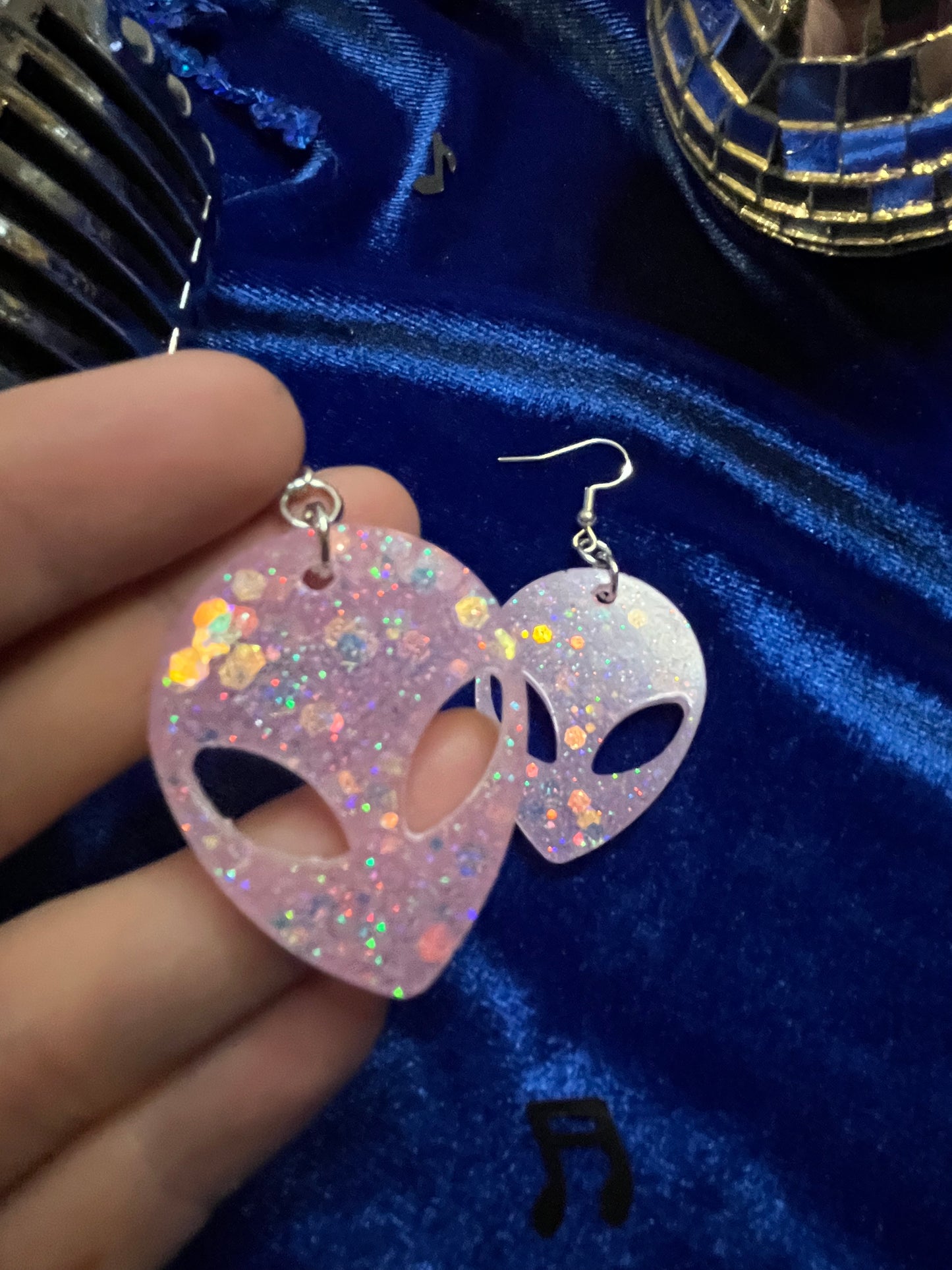 Alien Glitter Resin Earrings