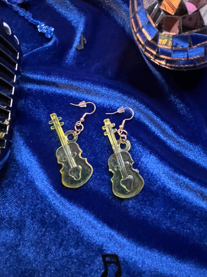 Clear Violin Earrings