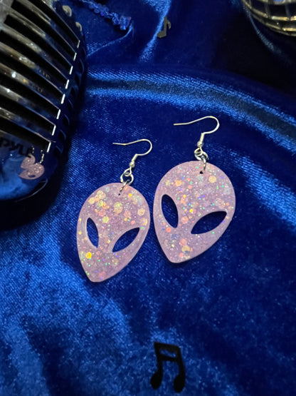 Alien Glitter Resin Earrings