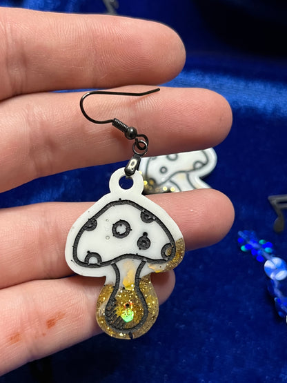 Mushroom Glitter Earrings Small