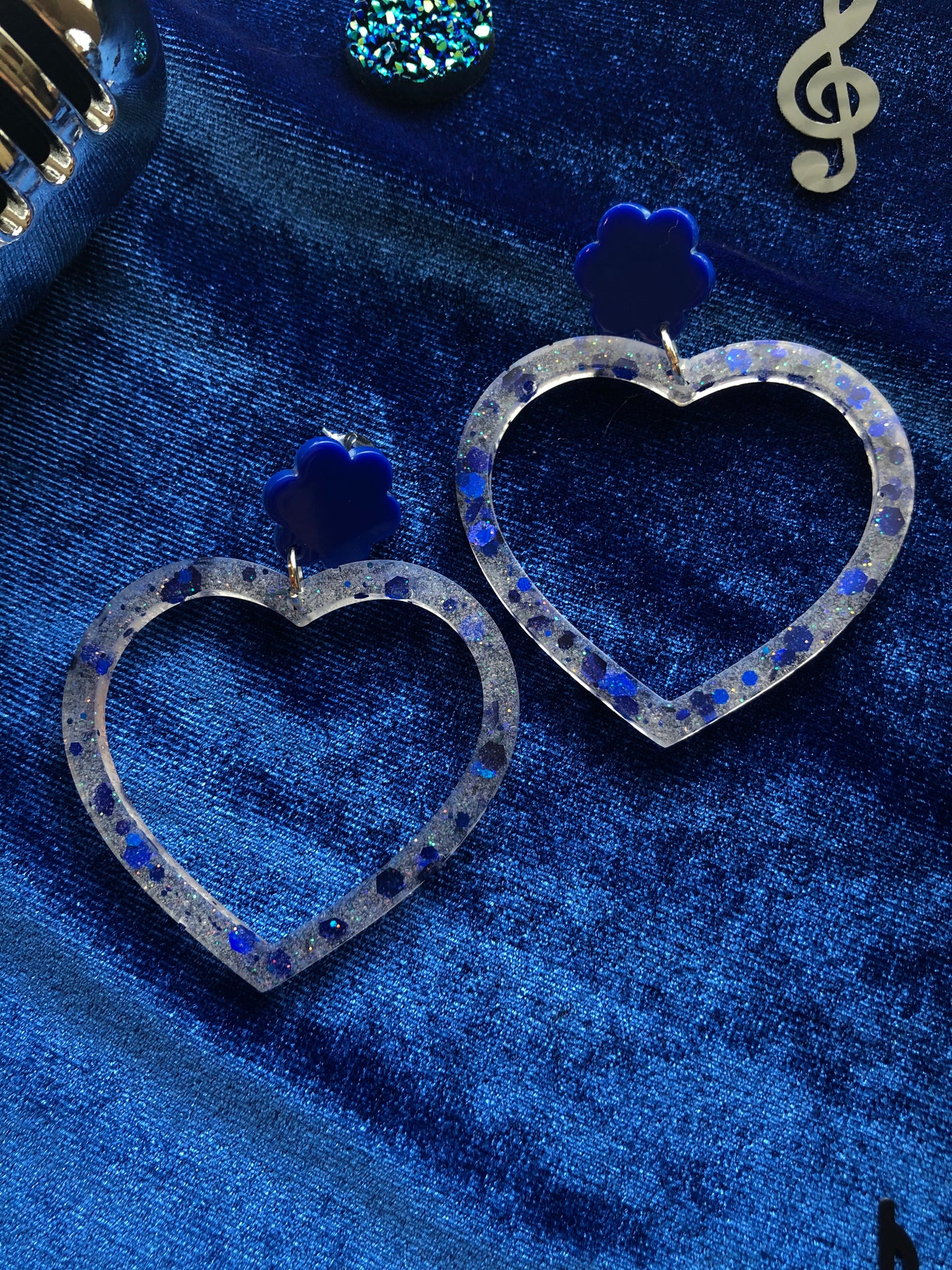 Love Heart Glitter Resin Earrings