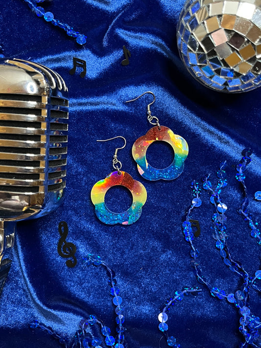 Retro Flower Holographic Earrings