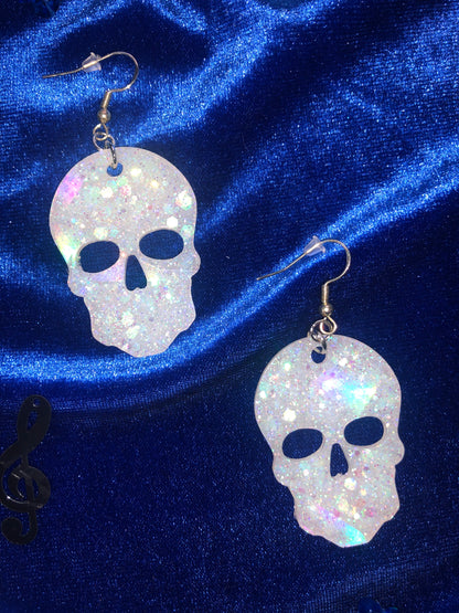 Holographic Skull Glitter Earrings